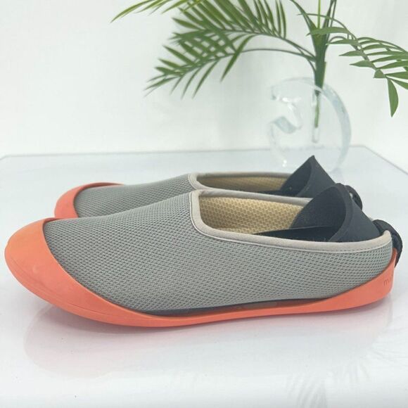 Mahabis Summer Gray Mesh Slippers 7.5 Grey Orange Flats Detachable Sole Rubber - Picture 4 of 11